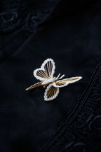 Vintage MONET Butterfly White Enamel Brooch