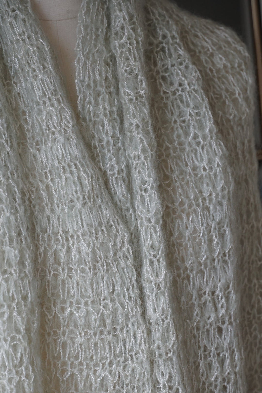 1960's Mint Green Mohair Big Scarf