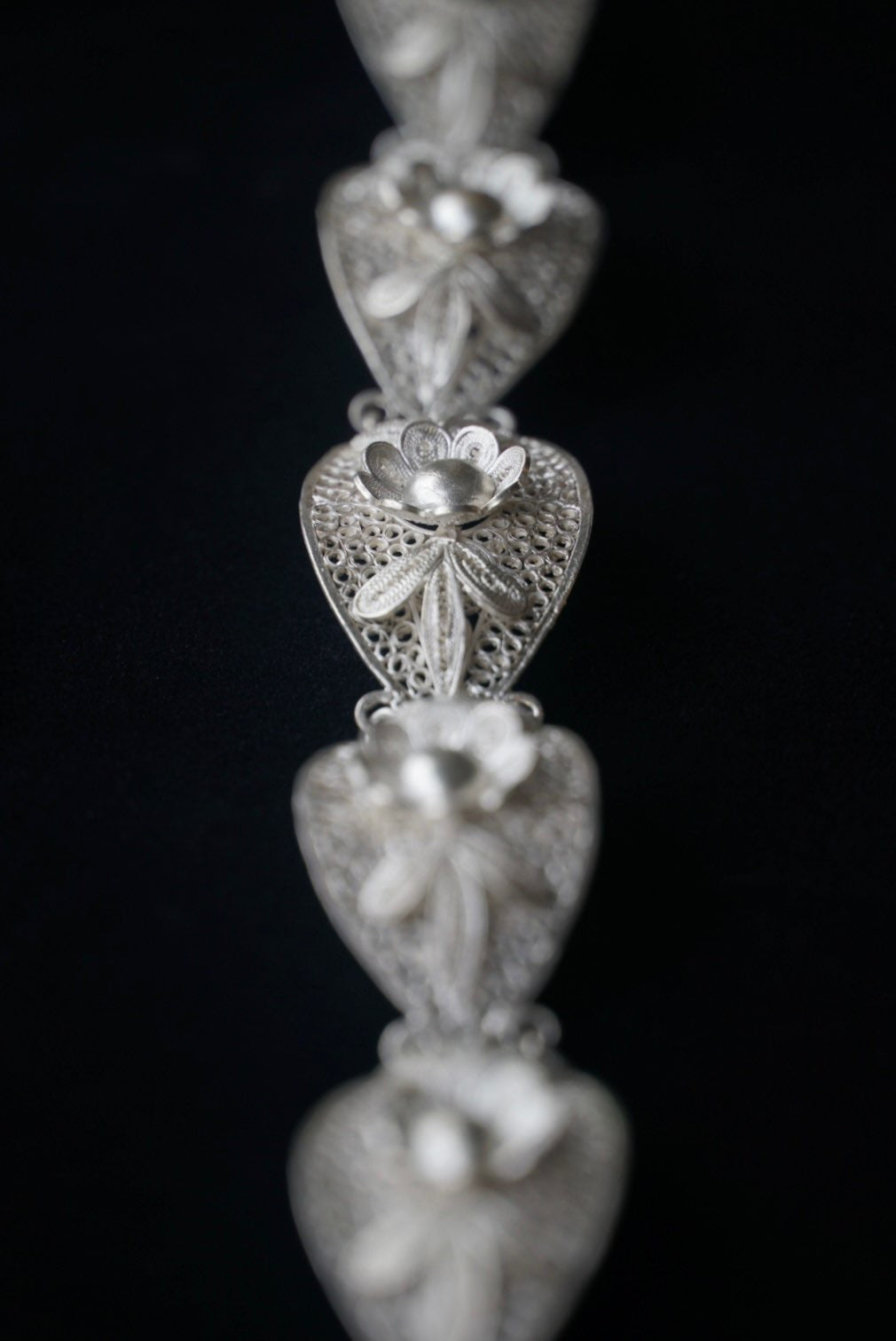 Vintage 800Silver Filigree Floral Bracelet