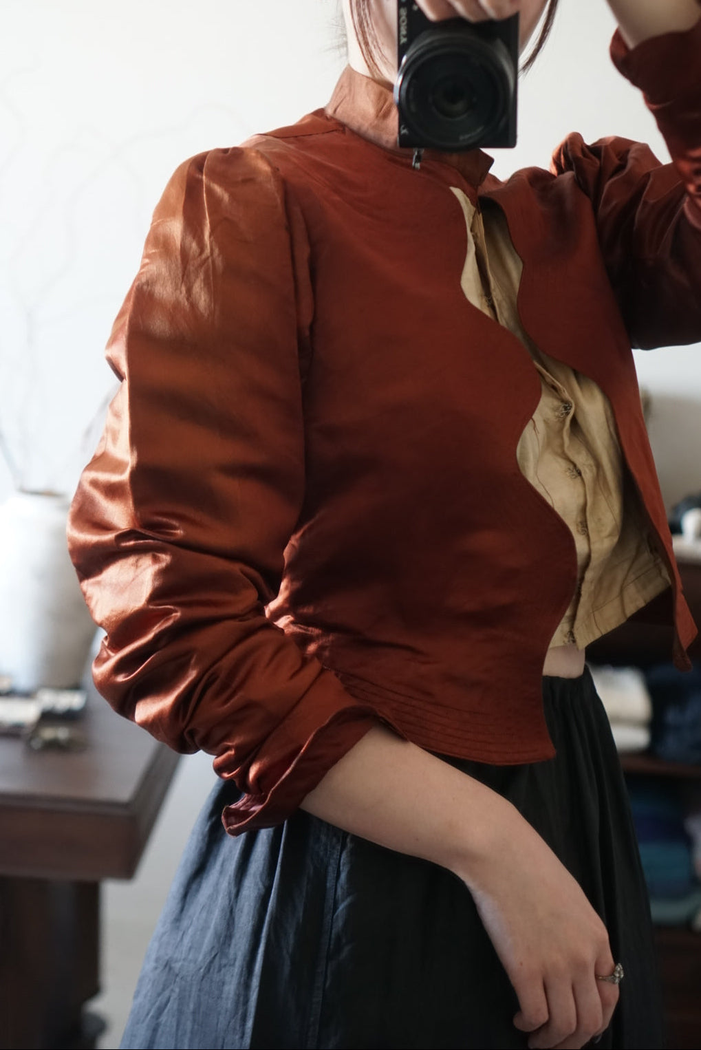 Victorian Orange Silk Jacket