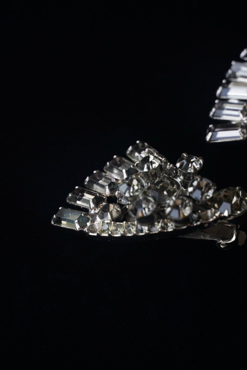 Vintage Smoke Gray Cut Glass Earrings
