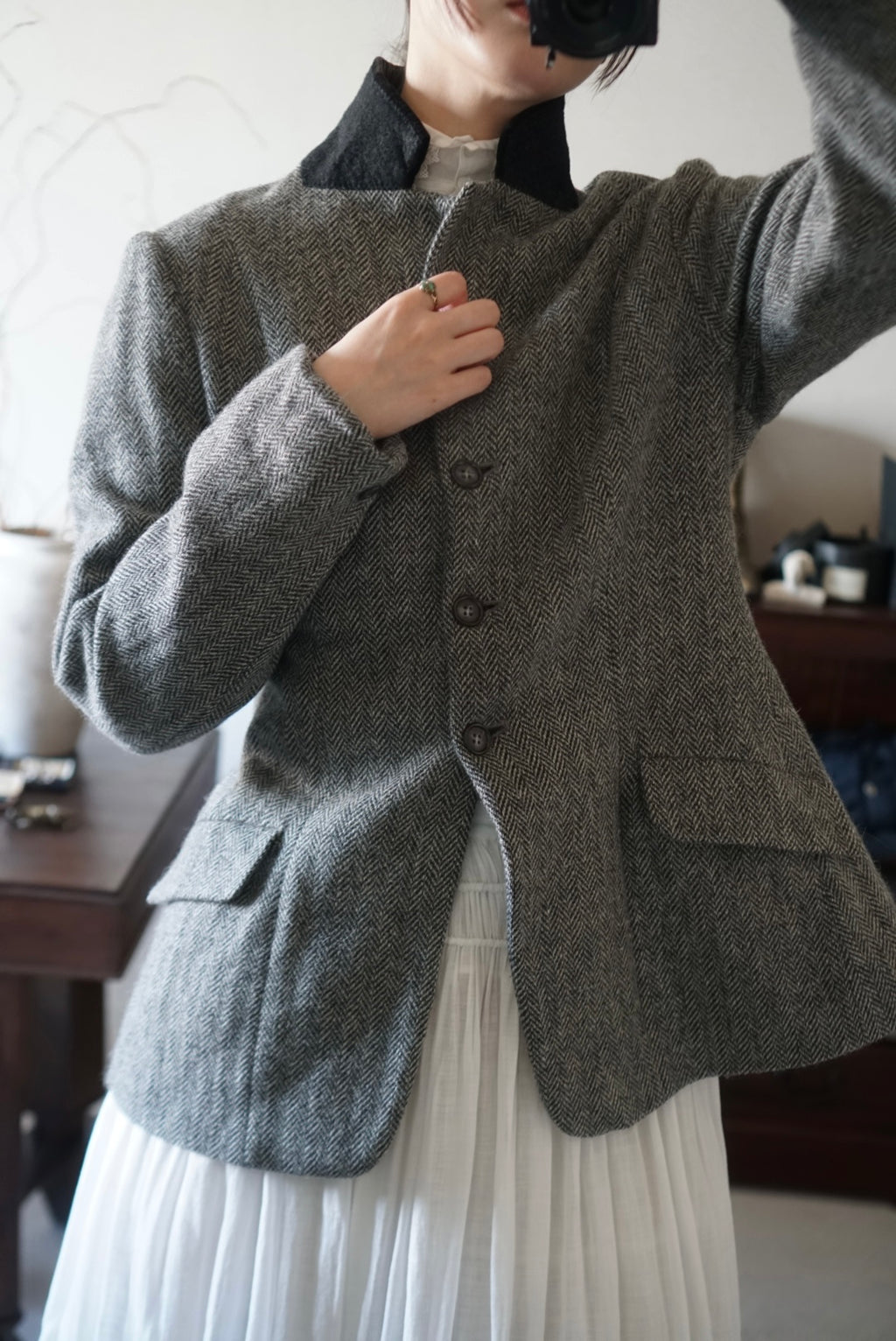 Vintage Grey Herringbone Jacket