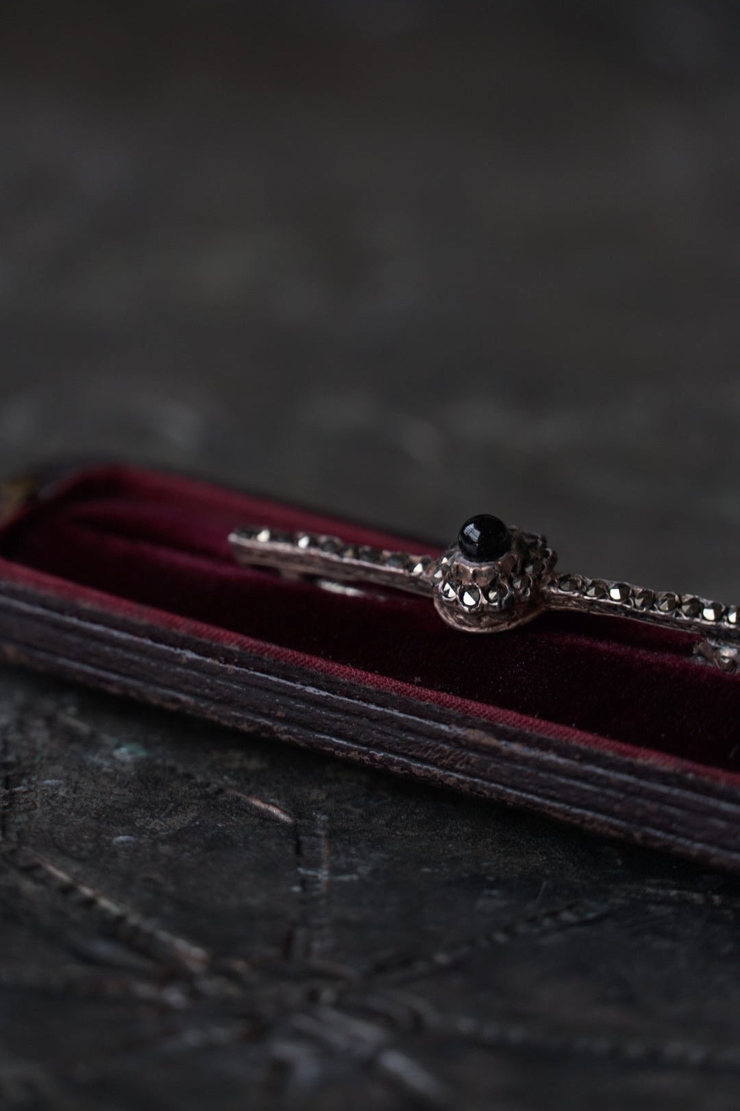 1930's Marcasite×Onyx Brooch