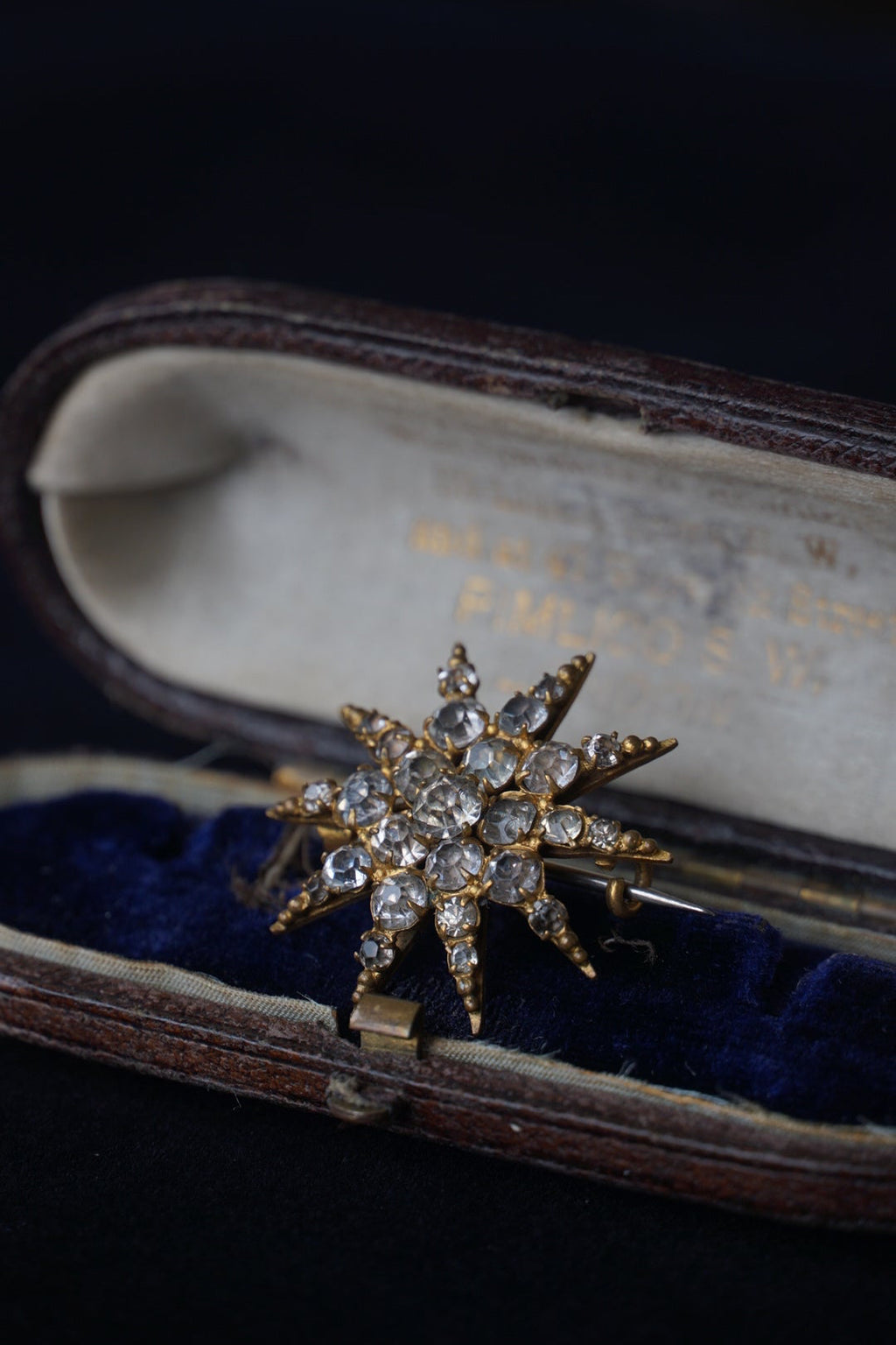 Victorian Crystal Glass Star Brooch