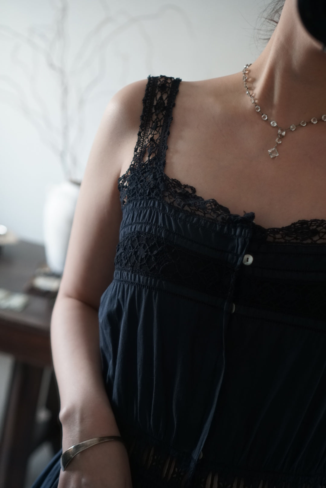 Antique French Black Cotton Dress