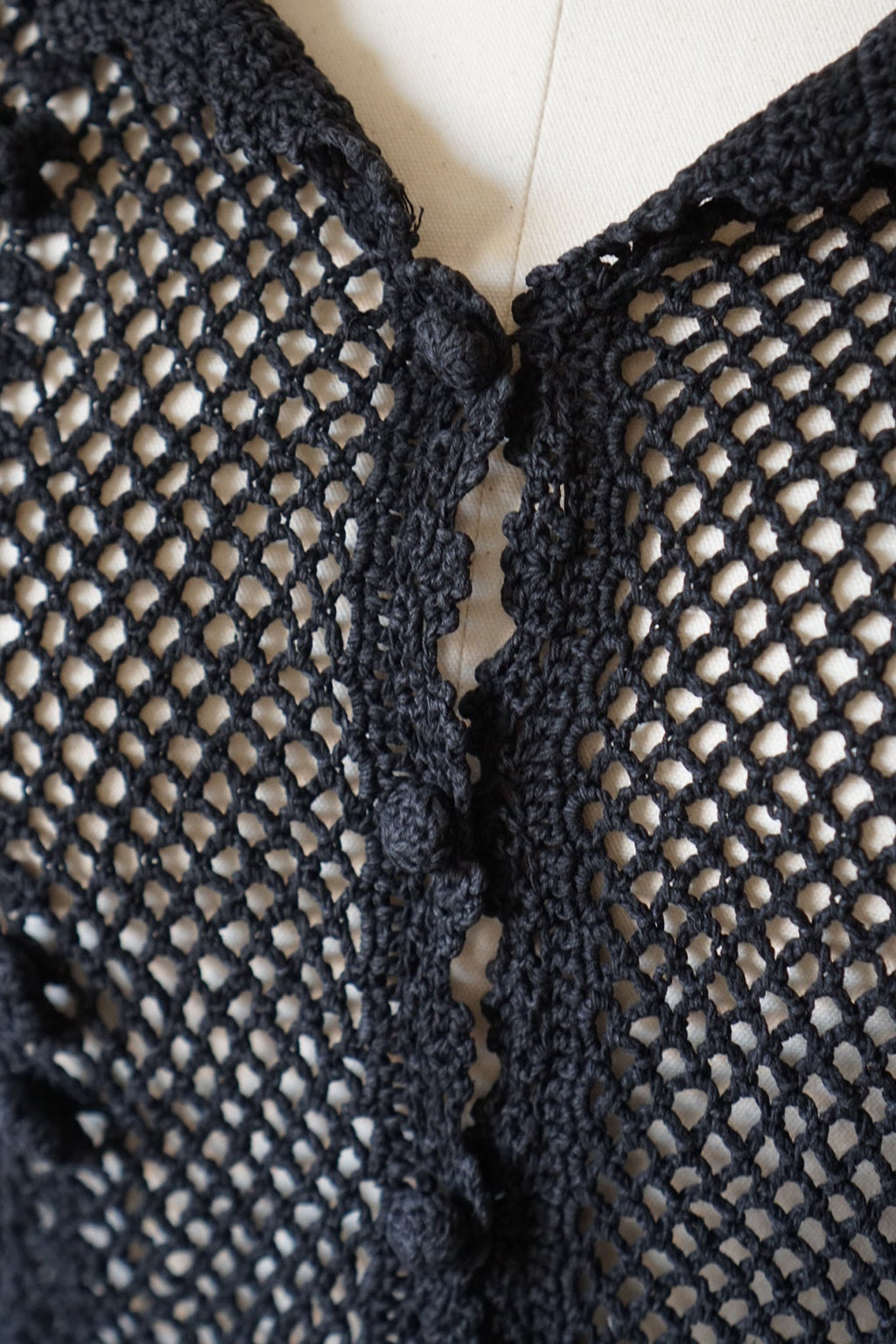 1950's Hand Crocheted Black Blouse