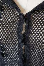 1950's Hand Crocheted Black Blouse
