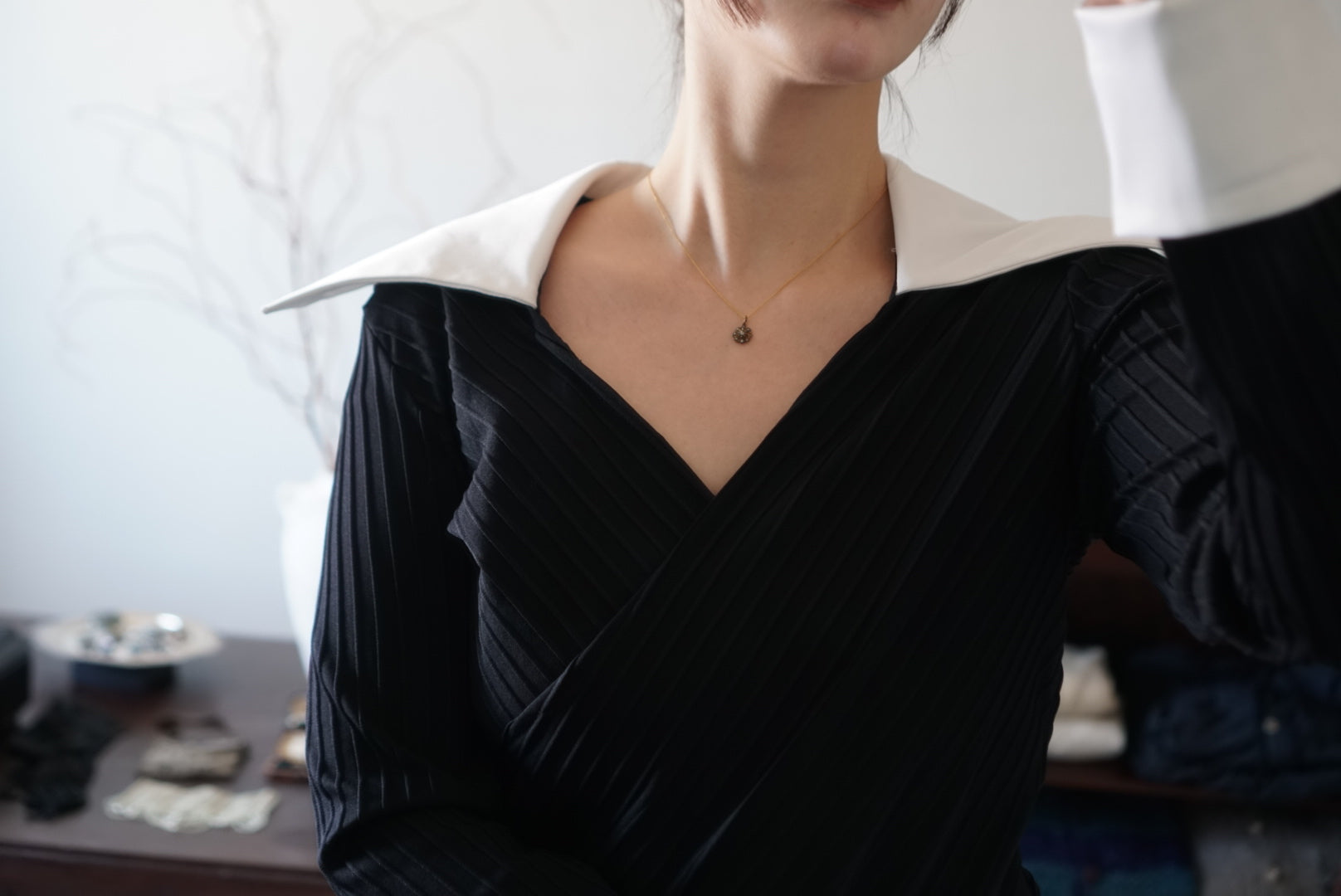 Vintage Big Satin Collar Shirt