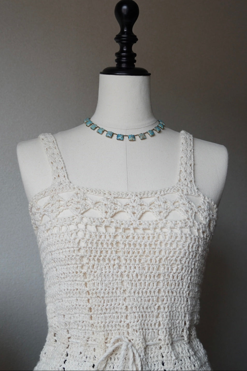 1920's Glass Robins Egg Faux Turquoise Necklace
