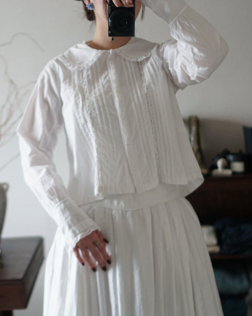 Antique French White Cotton Blouse