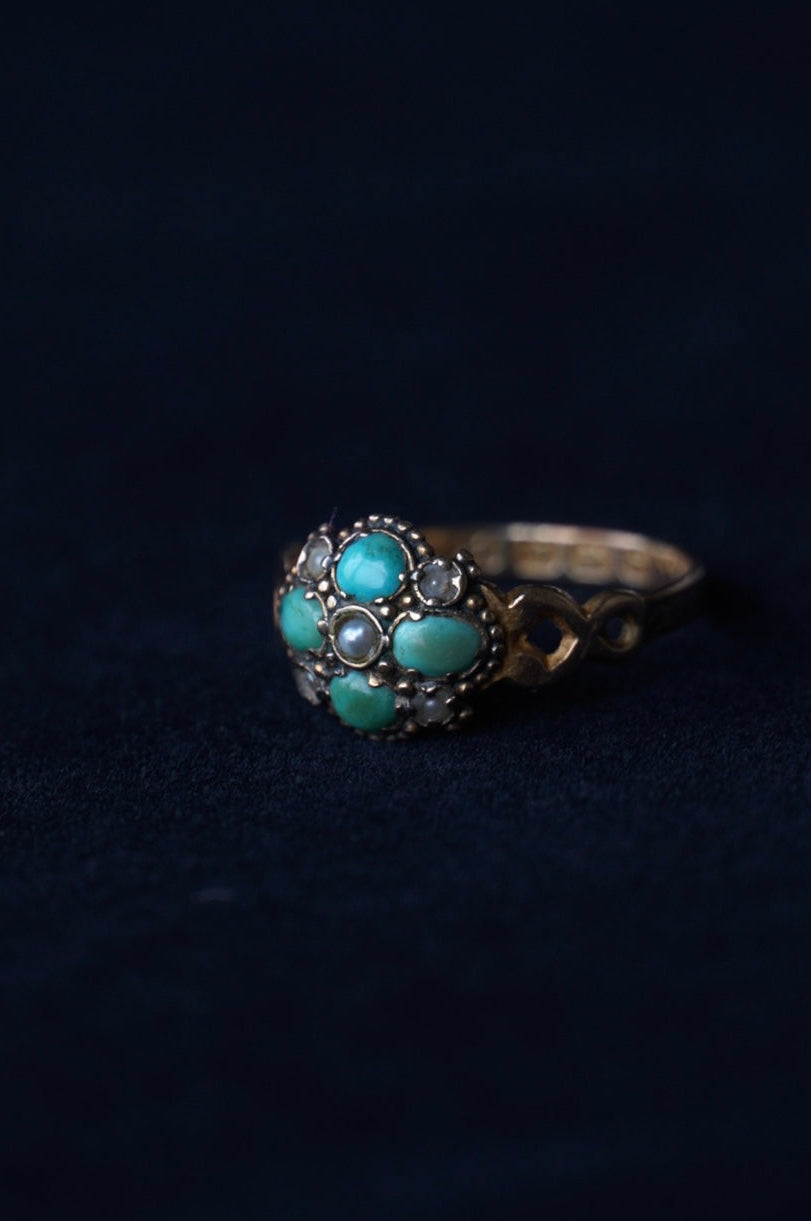 1864-65 Turquoise×Pearl×White Garnet Ring