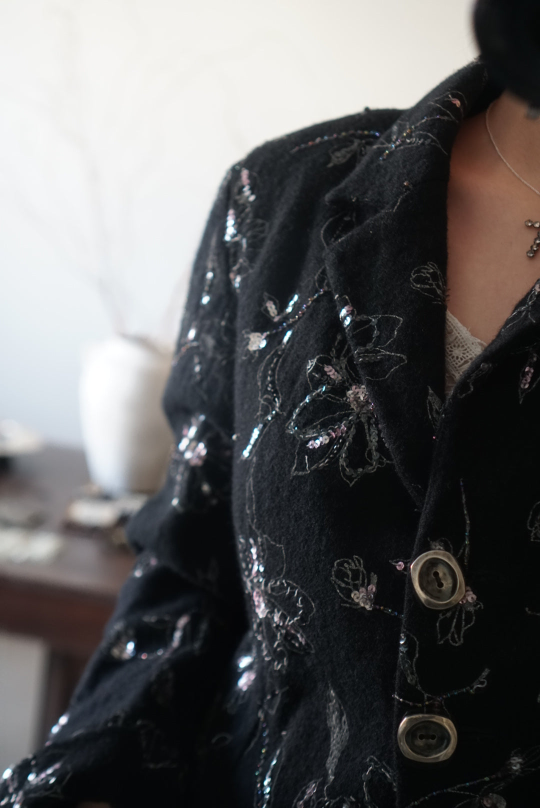 Vintage Floral with Sequins Jacket