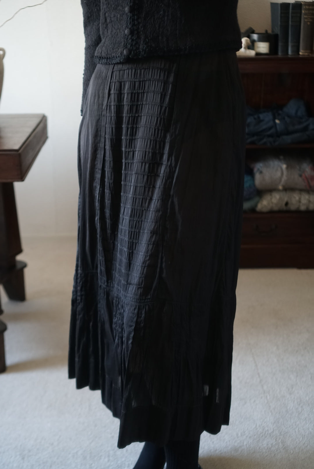 Victorian Black Cotton Slip Skirt