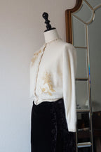 1950's Ivory Beaded Cardigan