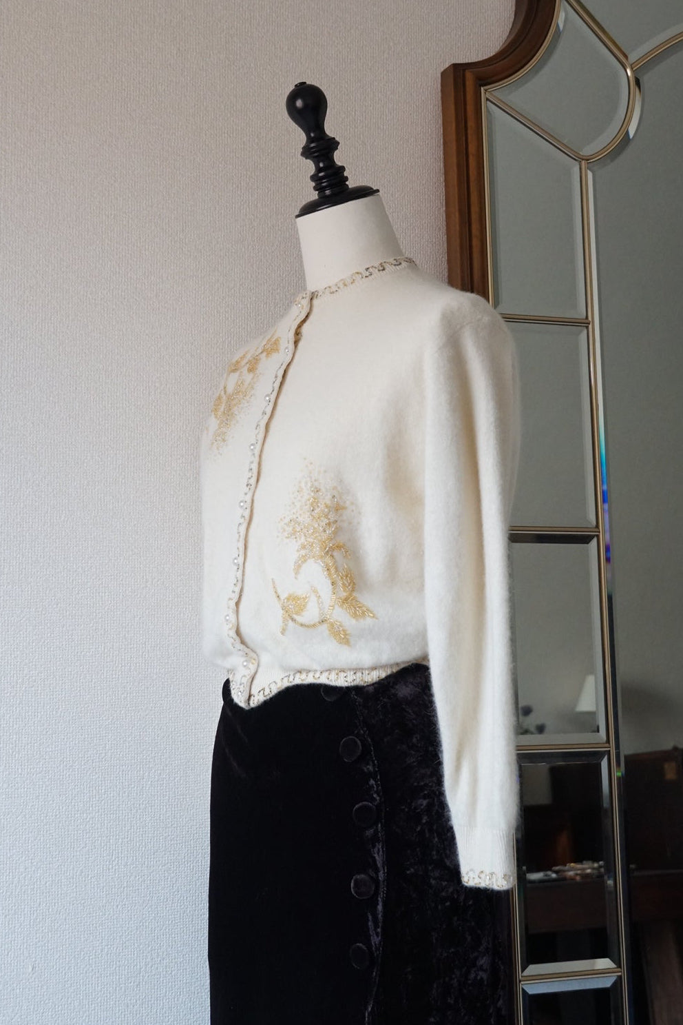 1950's Ivory Beaded Cardigan