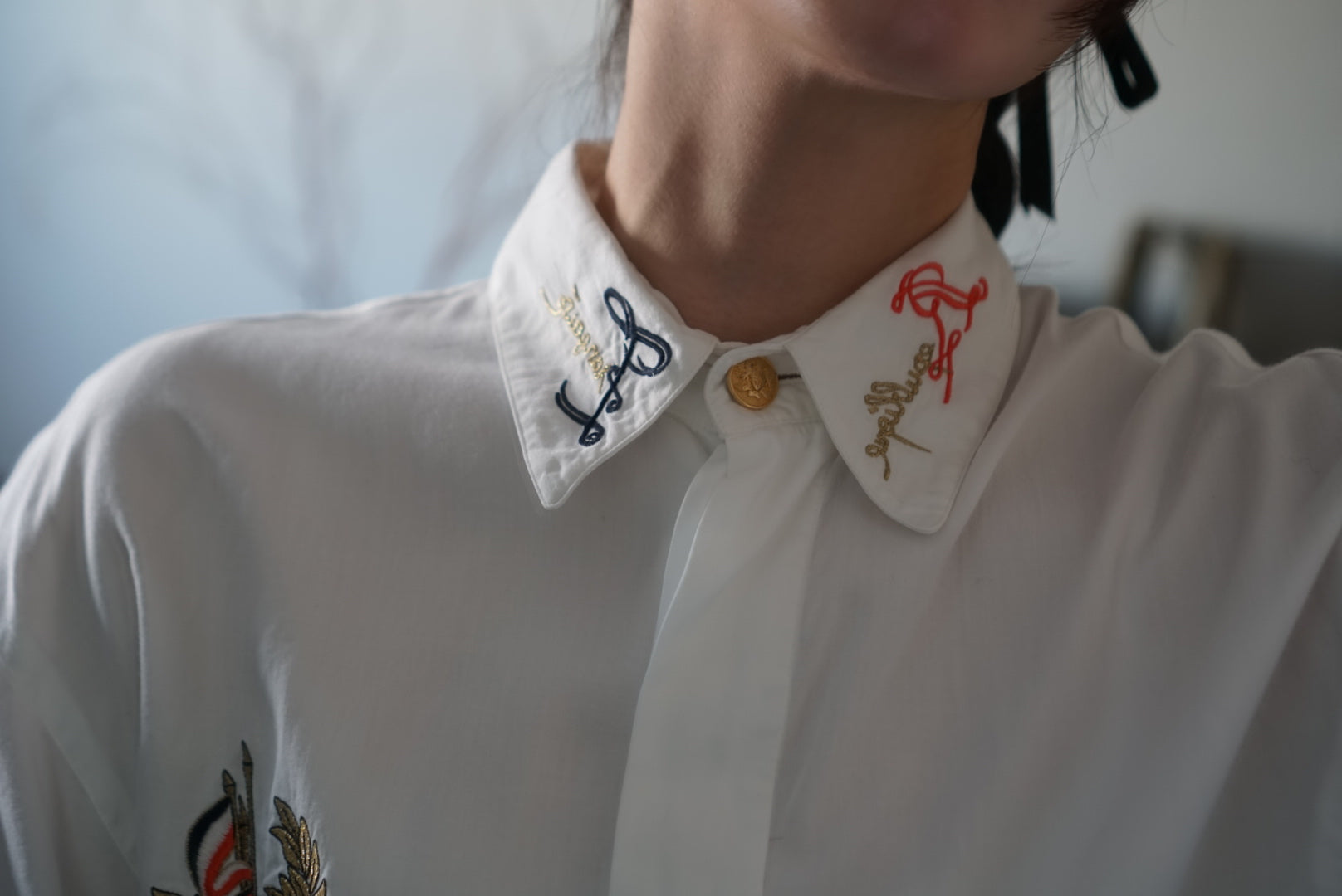 Vintage Embroidered White Shirt