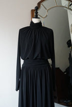 1980's Black High Neck Dress
