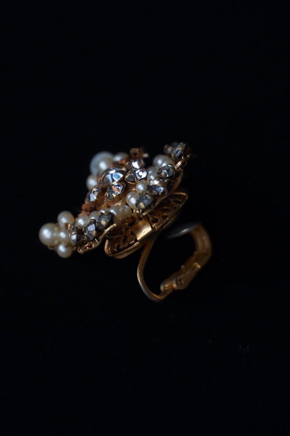 1950’s Original by Robert Rhinestone × Pearl Earrings