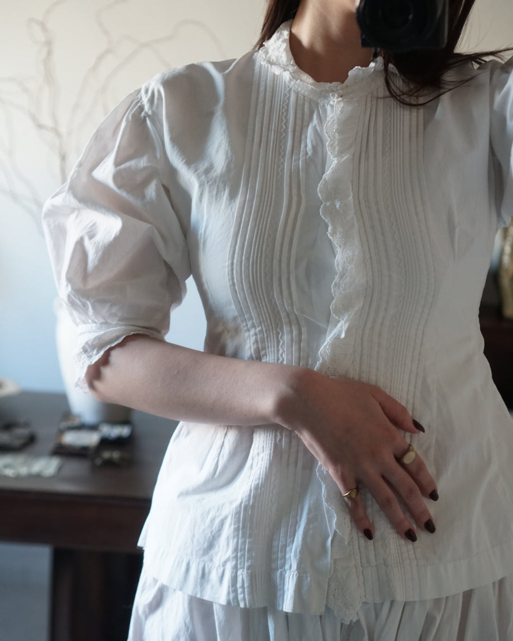Antique French White Cotton Blouse
