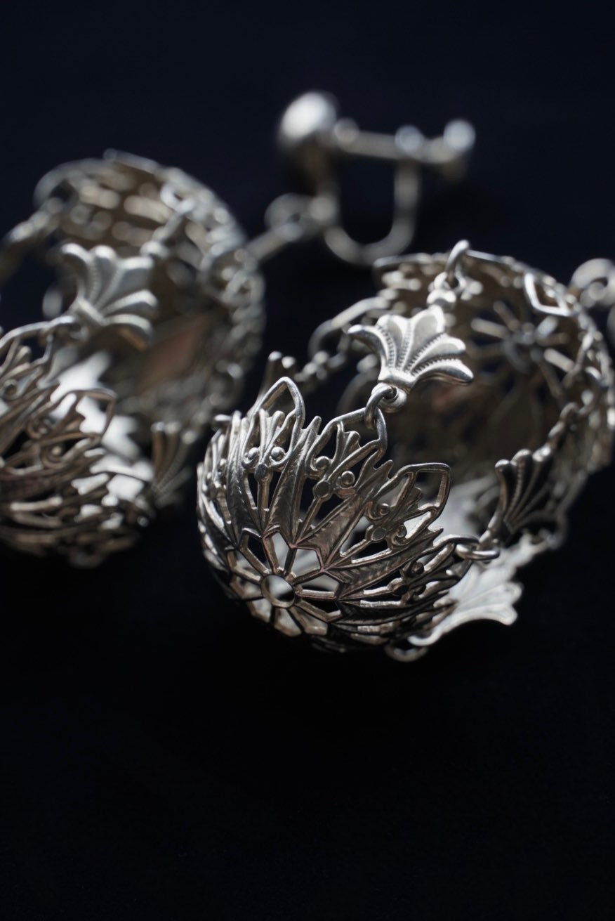 Vintage Filigree Bird Cage Earrings
