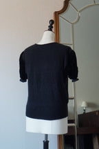 1980's Silk Velvet Puff Sleeve Cardigan