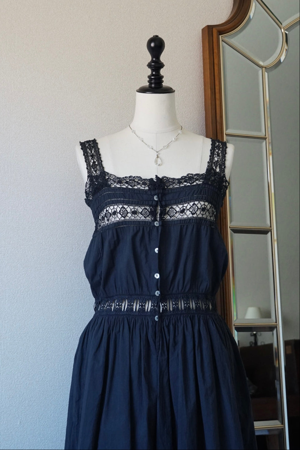 Antique French Black Cotton Dress