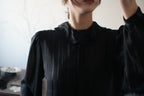 1980's Sheer Black Ruffled Collar Blouse