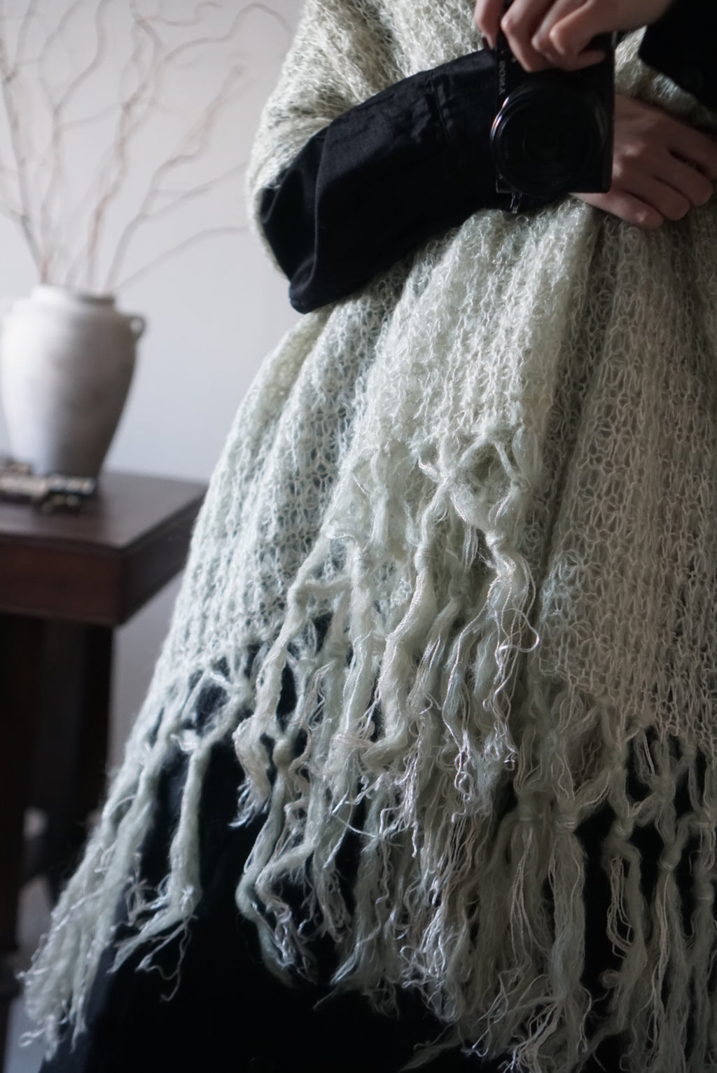 1960's Mint Green Mohair Big Scarf