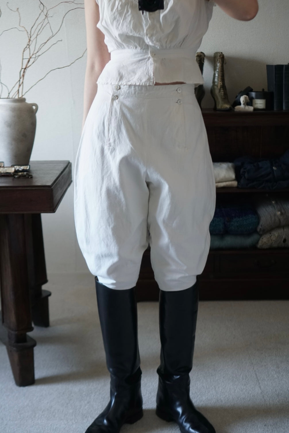 1900's White Cotton Riding Pants