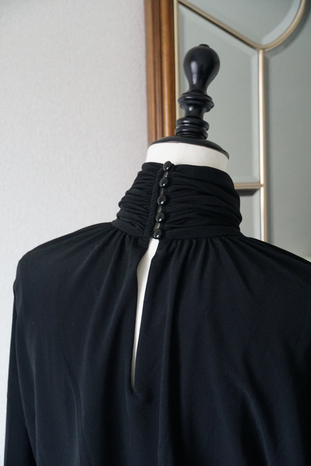 1980's Black High Neck Dress