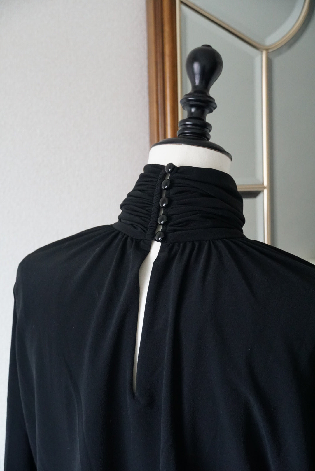 1980's Black High Neck Dress