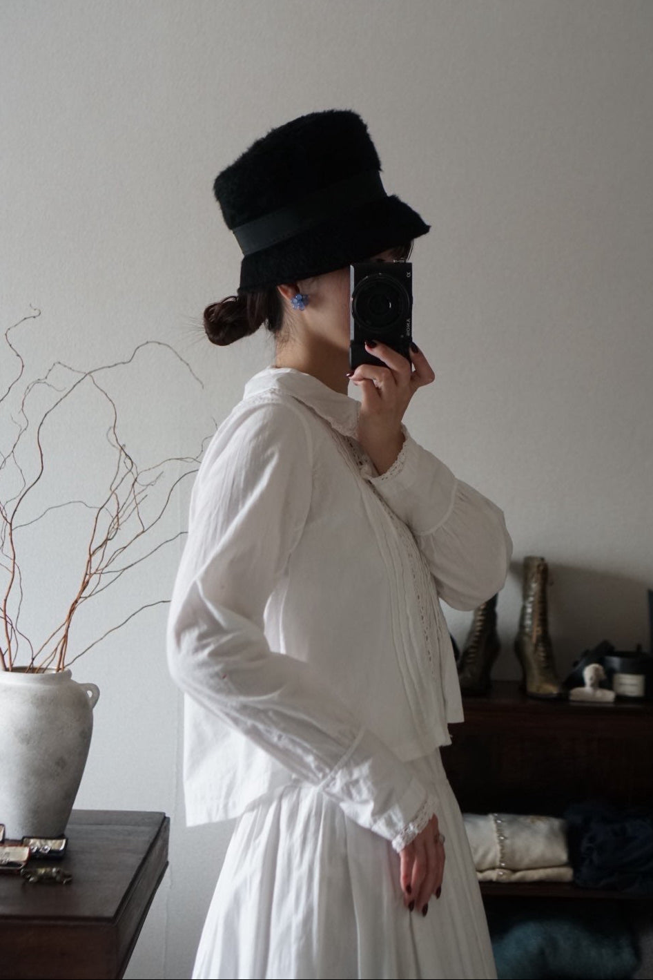 Antique French White Cotton Blouse