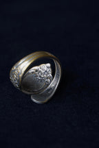 1930's Silver Initial”A” Floral Spoon ring