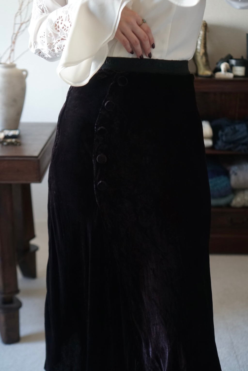 1900's Silk Velvet Tight Skirt