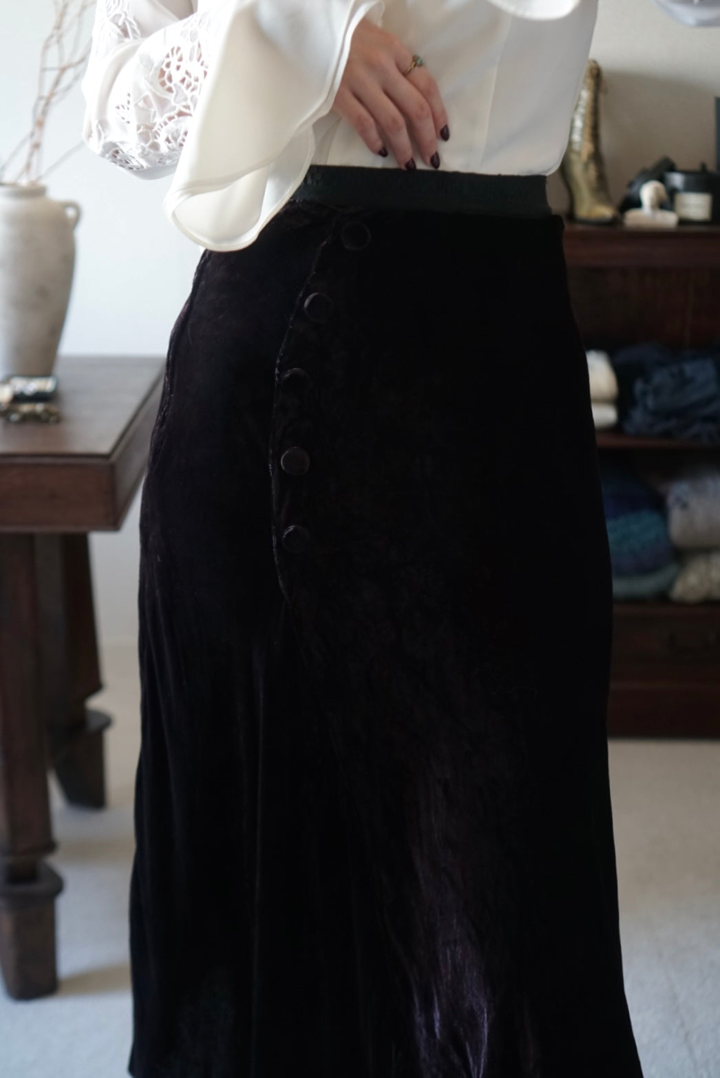 1900's Silk Velvet Tight Skirt