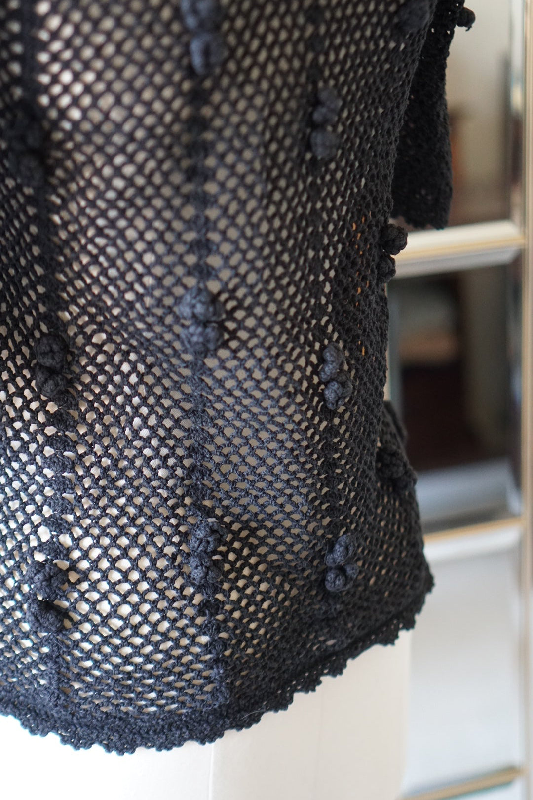 1950's Hand Crocheted Black Blouse