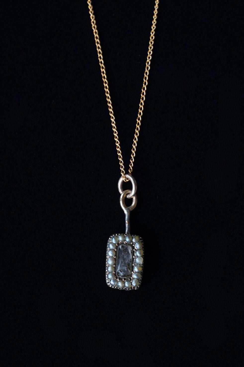 Georgian 10K Pearl Mourning Pendant Top