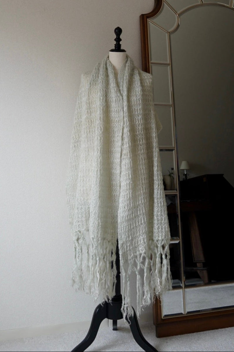 1960's Mint Green Mohair Big Scarf