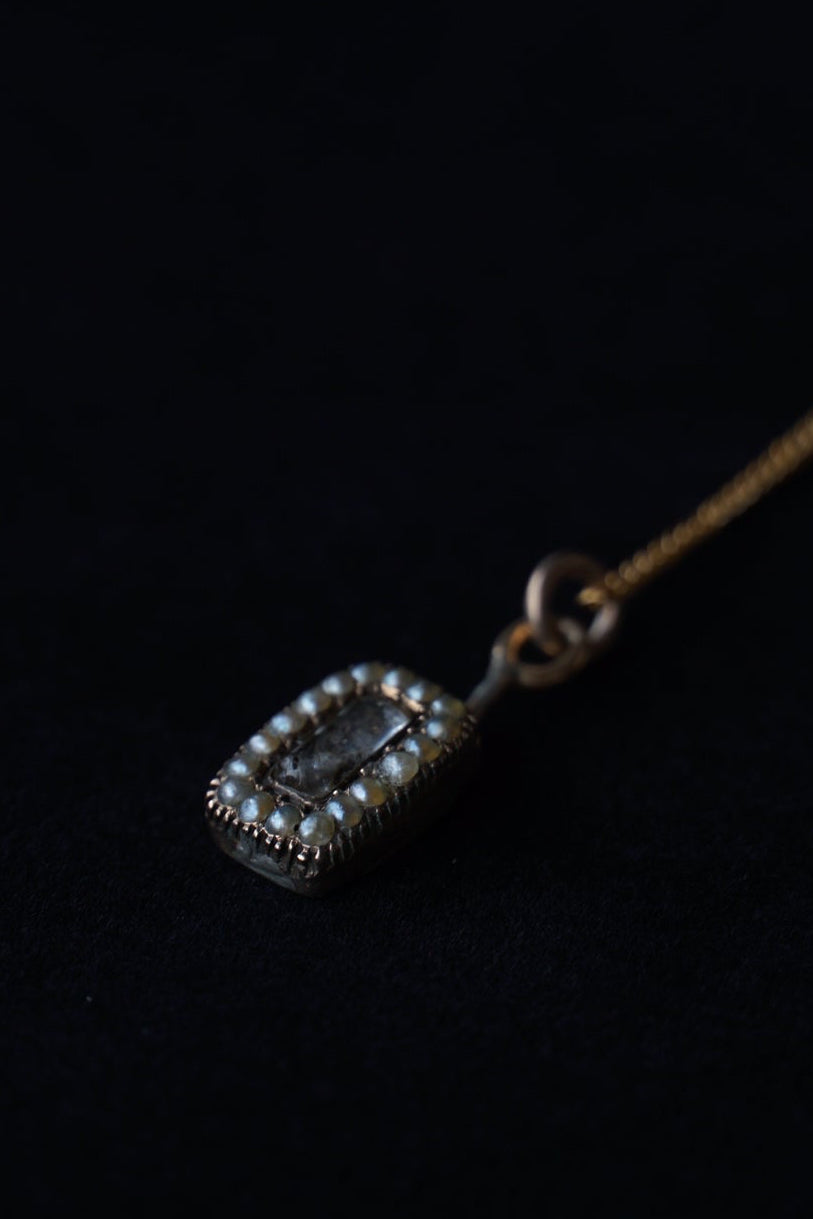 Georgian 10K Pearl Mourning Pendant Top