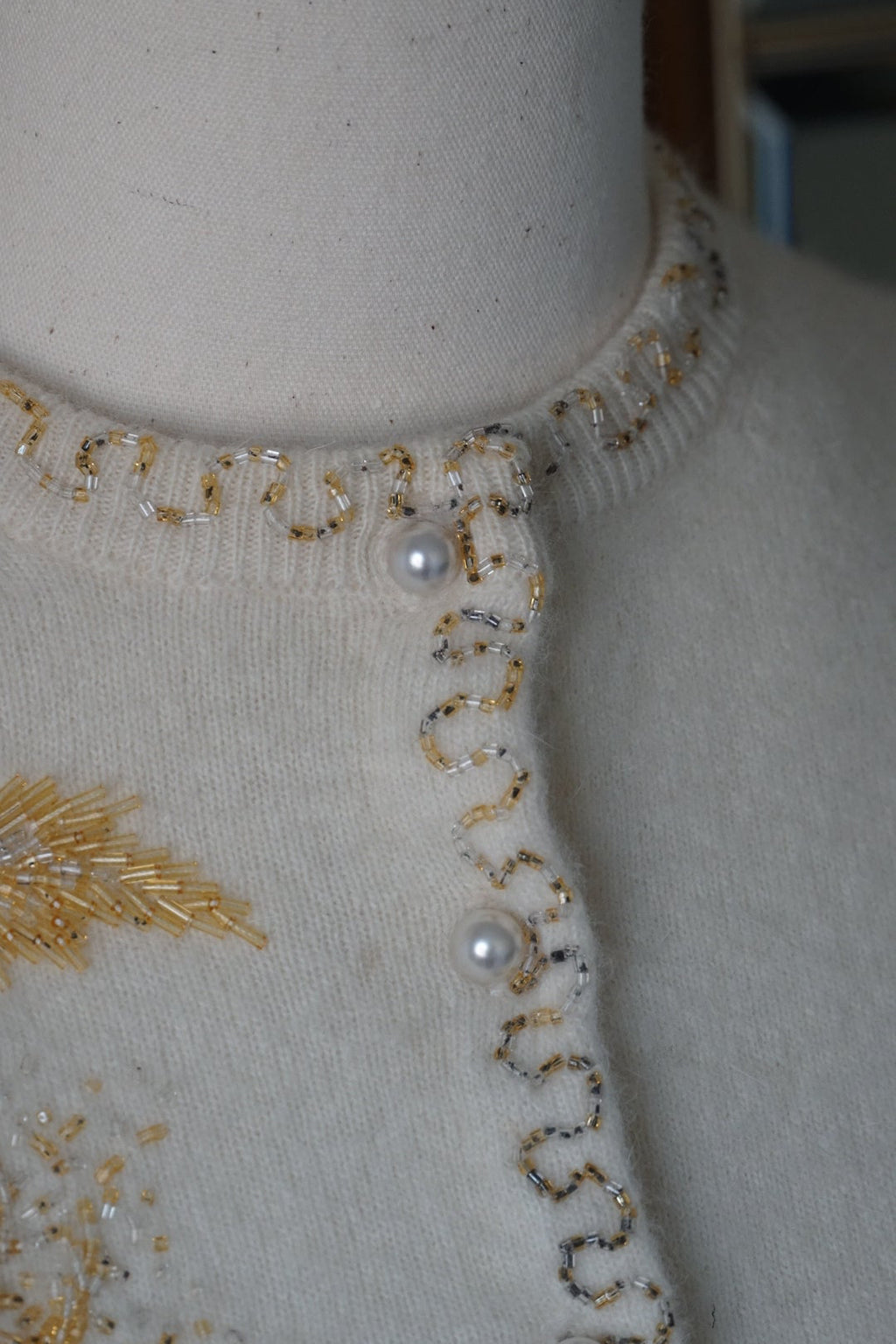 1950's Ivory Beaded Cardigan