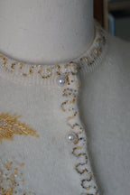 1950's Ivory Beaded Cardigan