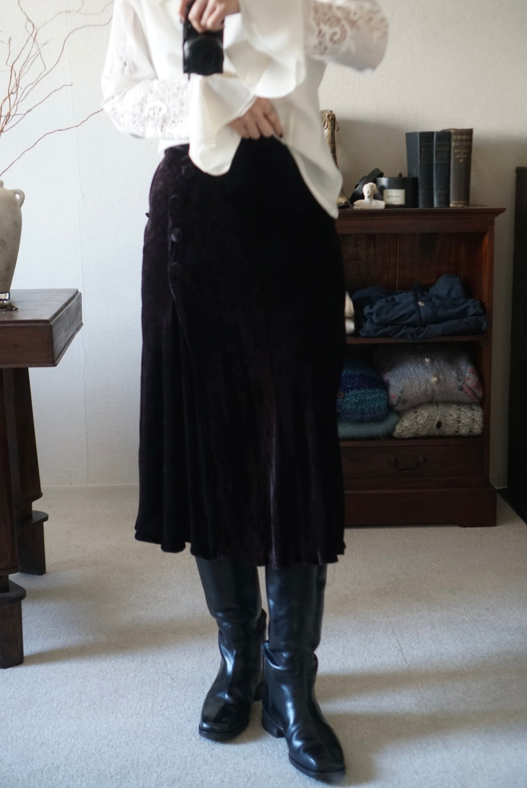 1900's Silk Velvet Tight Skirt