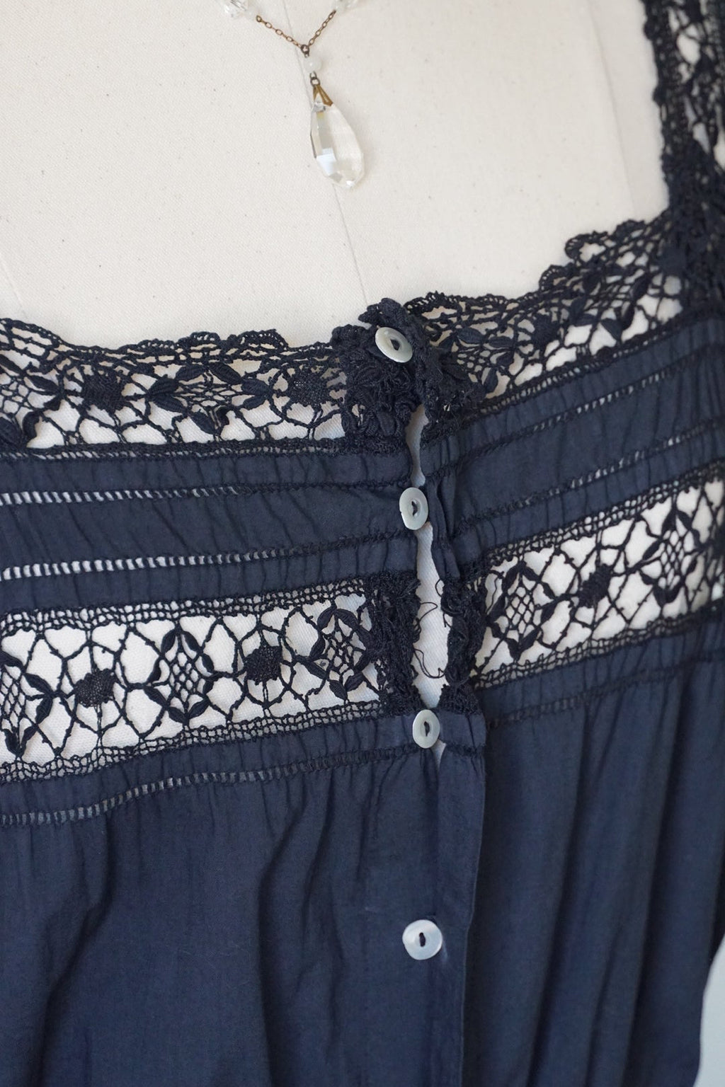 Antique French Black Cotton Dress
