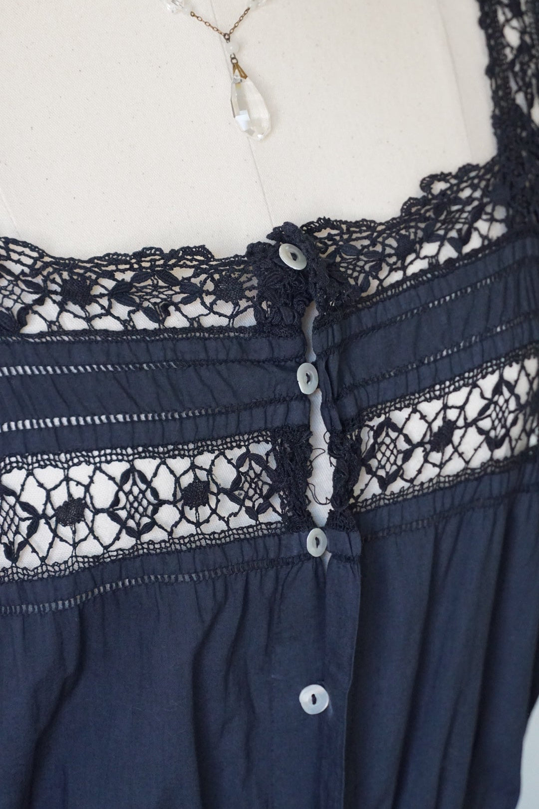 Antique French Black Cotton Dress