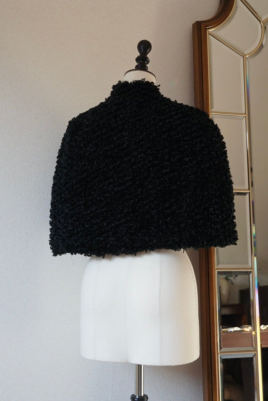 Edwardian Black Wool Short Cape