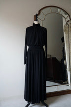 1980's Black High Neck Dress