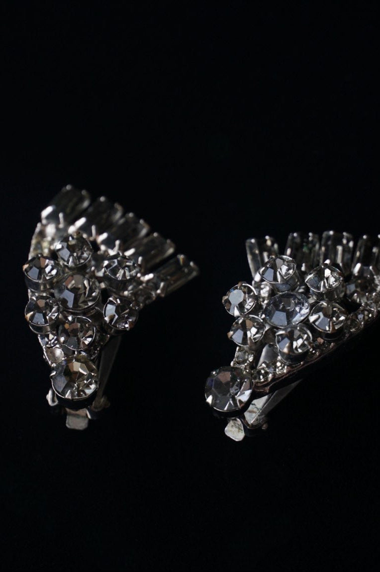 Vintage Smoke Gray Cut Glass Earrings