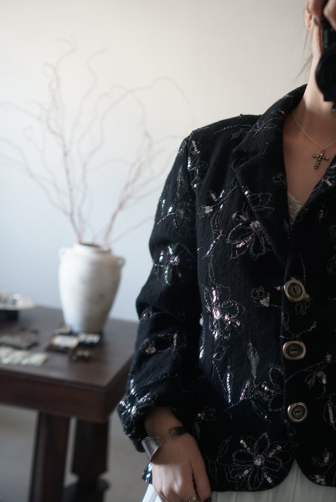 Vintage Floral with Sequins Jacket