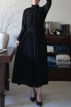 1980's Black High Neck Dress