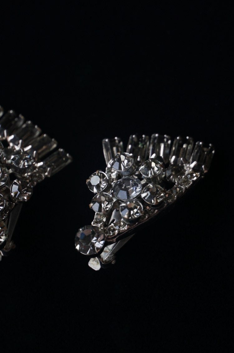 Vintage Smoke Gray Cut Glass Earrings